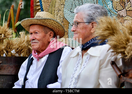 Women in traditional Italian clothing of Val d'Aosta take part on