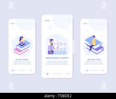Recruitment agency, concept with characters for social media, documents, employee hiring, web banner, infographics, landing page. Illustration for rec Stock Vector