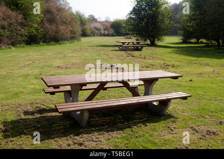 The picnic area, Woodland Walk, Meon Vale, Long Marston, Warwickshire, England, UK Stock Photo