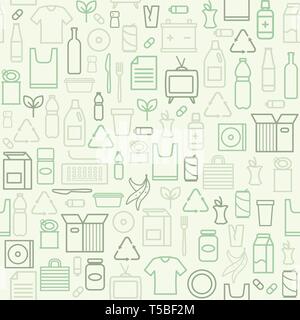 Waste separate collection and recycling seamless pattern and ecology background Stock Vector
