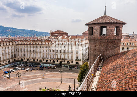 An aerial view of Piazza Castello from Madama Palace, Turin Stock Photo