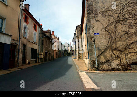 MAGNAC LAVAL, STREET WITH RUE DU 90 TERRITORIAL. Stock Photo