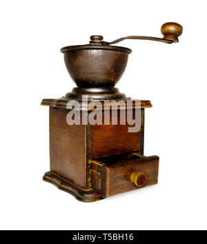 Vintage coffee grinder isolated on white + clipping path Stock Photo