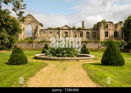 Cherbourg-Octeville, France - August 27, 2018: Remains of the Abbaye Notre-Dame du Voeu or Abbey of the Vow in Cherbourg. Basse Normandie, France Stock Photo