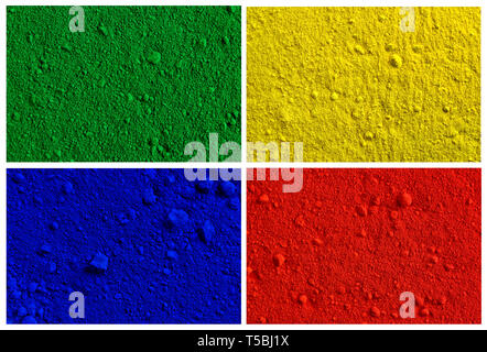 Collection od colorful powder background - yellow, green, red, blue Stock Photo