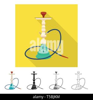 Vector design of hookah and shisha  logo. Collection of hookah and accessory stock vector illustration. Stock Vector
