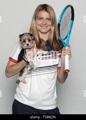 Czech tennis player Lucie Safarova poses for the photographer prior to the Czech Republic vs Canada Fed Cup relegation contest, on April 18, 2019, in  Stock Photo