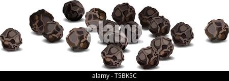 Black pepper close up realistic vector illustration Stock Vector