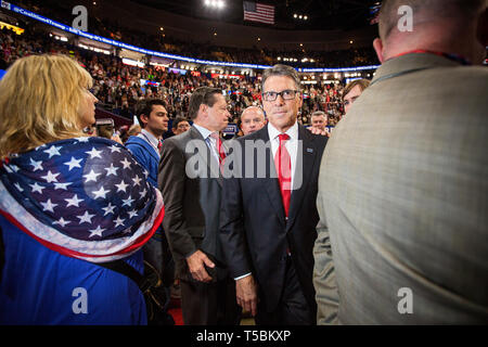 Former Texas Governor and Presidential hopeful Rick Perry. The Republican National Convention in Cleveland, where Donald Trump is nominated as the republican presidential candidate. Stock Photo