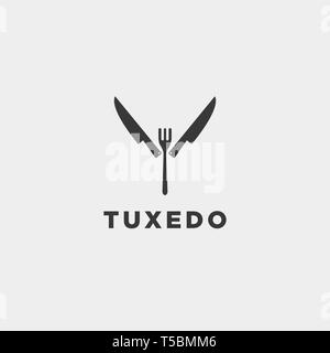 knife fork spoon tuxedo simple flat logo design vector illustration icon element Stock Vector