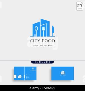 city food equipment simple flat logo design vector Stock Vector