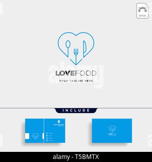 love food equipment simple line logo design template - vector Stock Vector