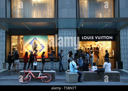 Queue outside the Louis Vuitton store on George Street, Sydney