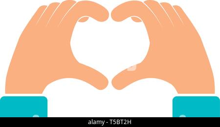 Hand line illustration forming heart shape, two hands vector Stock ...