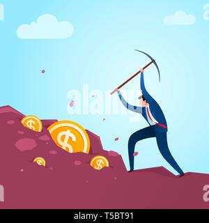 Digging out business result. Business concept illustration. Stock Vector