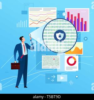 Business data inspection for security insurance. Business concept illustration. Stock Vector