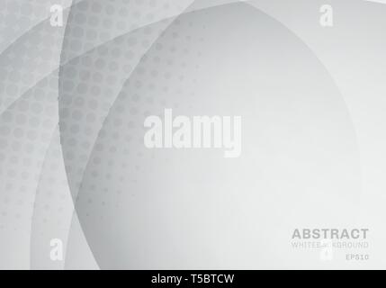 Abstract circle and curve with halftone texture white and gray background. Vector illustration Stock Vector