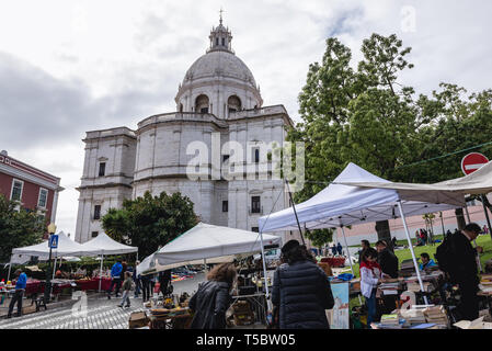 Feira da Ladra flea market around National Pantheon in Lisbon, Portugal Stock Photo