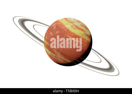 alien planet, exoplanet with ring system, exo gas giant isolated on white background (3d space illustration, elements of this image are furnished by N Stock Photo