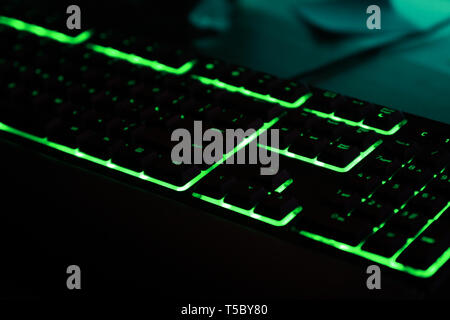 Illuminated keyboard for gaming PC Stock Photo