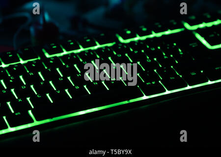 Illuminated keyboard for gaming PC Stock Photo