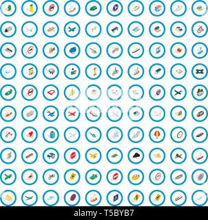 100 transport and road icons set, isometric style Stock Vector