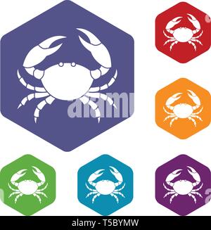 Crab icons vector hexahedron Stock Vector