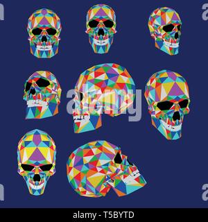 Skull colorful illustration from polygons. Typography, t-shirt graphics, vectors.EPS 10. Stock Vector