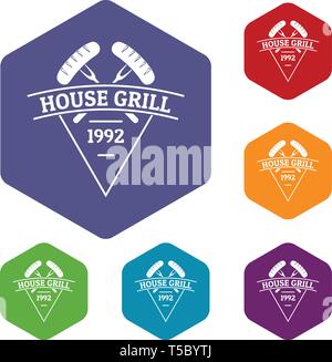 Grill house icons vector hexahedron Stock Vector