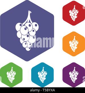Grape icons vector hexahedron Stock Vector