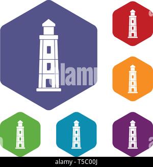 Lighthouse icons vector hexahedron Stock Vector