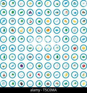 100 tree icons set, isometric 3d style Stock Vector