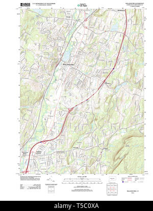 USGS TOPO Map Connecticut CT Wallingford 20120606 TM Restoration Stock Photo