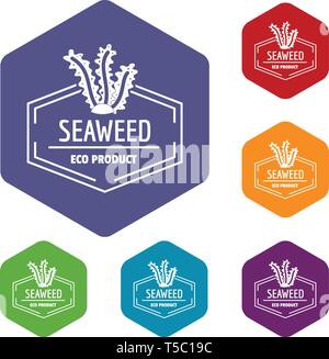Seafood icons vector hexahedron Stock Vector