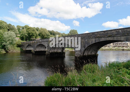 Stone arcaded bridge over the River Blackwater in the town of Cappoquin in County Waterford,Ireland. Stock Photo