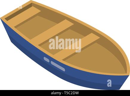 Wood boat icon, isometric style Stock Vector