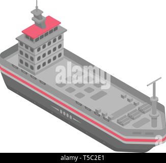 Military ship icon, isometric style Stock Vector