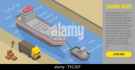 Loading goods concept banner, isometric style Stock Vector