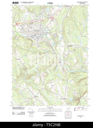 USGS TOPO Map Connecticut CT Willimantic 20120606 TM Restoration Stock Photo