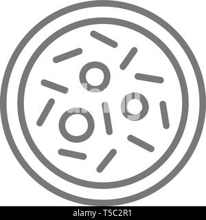 Microbe, bacteria, virus in petri dish line icon. Stock Vector