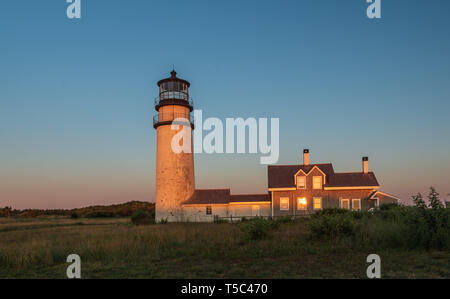 Sunrise at Highland Lighthouse, Cape Cod Stock Photo