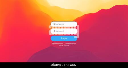 Login user interface. Modern screen design for mobile app and web design. Gradient background. Website element. Vector illustration. Stock Vector