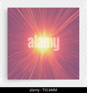 Background with explosion. Starburst dynamic lines. Solar or starlight emission. 3d futuristic technology style. Vector illustration. Stock Vector