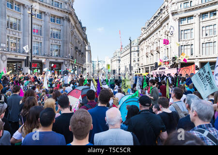 Extinction Rebellion protesters in Oxford Circus, London Stock Photo