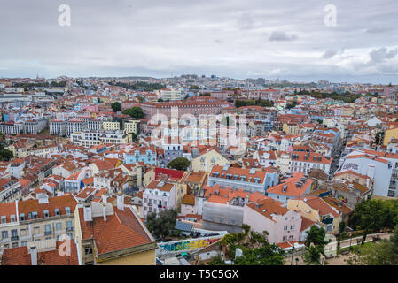 Aerial view from Miradouro Sophia de Mello Breyner Andresen also known as Miradouro da Graca viewing point in Lisbon, Portugal Stock Photo