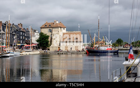 Old port in the famous village of Honfleur in Normandy, France. Stock Photo