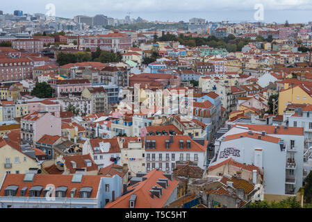 Aerial view from Miradouro Sophia de Mello Breyner Andresen also known as Miradouro da Graca viewing point in Lisbon, Portugal Stock Photo