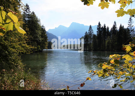 Scenic view of the shallow crystal clear water of the Almsee, near Grünau im Almtal, Oberösterreich, Austria Stock Photo