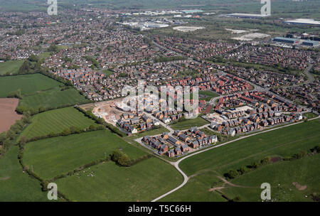 aerial view of new homes being built at Middlewich, Cheshire, UK Stock Photo