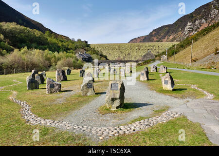 Caban Coch dam at Elan Valley, Powys, Wales Stock Photo